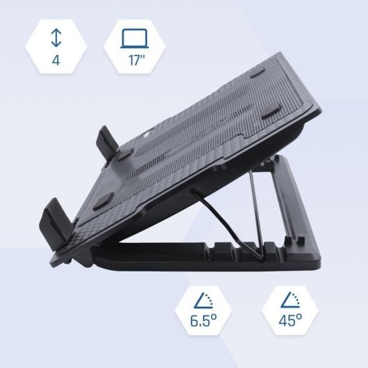 Supporto Portatile IGGUAL RP2V17A Doppio Ventilatore 2 USB 4 Altezze fino a 17"