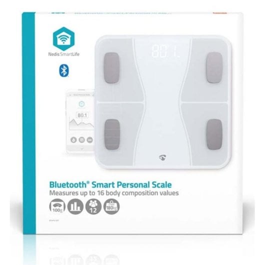 Báscula de baño Nedis SmartLife análisis corporal Bluetooth LED blanca