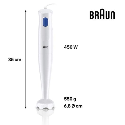 Frullatore a immersione Braun MultiQuick 1 MQ 10.001P WH 450W 0,6L Bianco/Blu