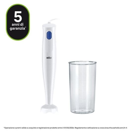 Frullatore a immersione Braun MultiQuick 1 MQ 10.001P WH 450W 0,6L Bianco/Blu