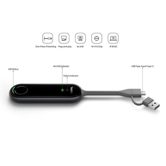 Sistema de Apresentação Sem Fios Yealink PA20 Dongle USB-C Preto 2,2W