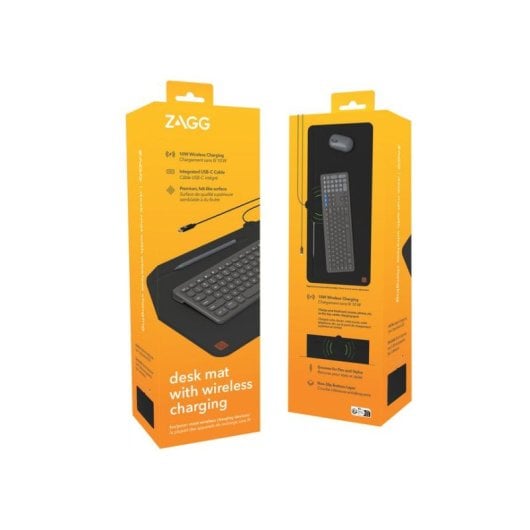 Tapis de bureau Zagg 109913473 Noir XXL charge sans fil 10W USB-C