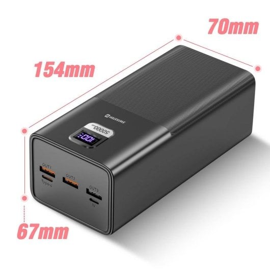 Batería externa Swissten 22013942 50000 mAh carga rápida 4 puertos USB-C USB-A negro