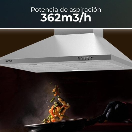 Campana extractora SVAN SCPP601BX Doble tiro 60 cm inox con filtros lavables