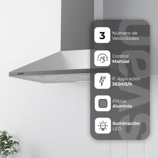 Campana extractora SVAN SCPP601BX Doble tiro 60 cm inox con filtros lavables
