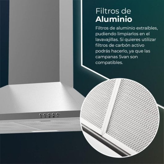 Campana extractora SVAN SCPP601BX Doble tiro 60 cm inox con filtros lavables