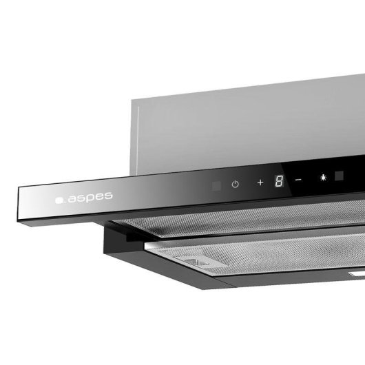 Campana extractora Aspes ACPE602ADX Ducto/Recirculación 60cm con control táctil y cristal negro
