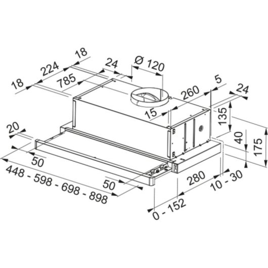 Campana extractora MEPAMSA Superline Glass 60 Abluft/Umluft 60cm LED Aluminiumfilter