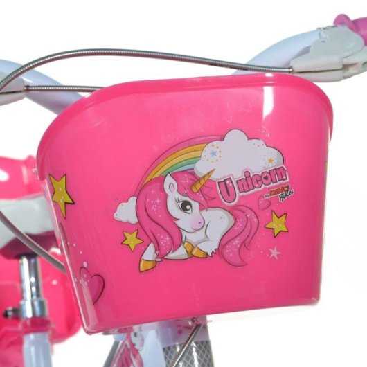 Bicicletta per bambina DINO BIKES 144R-UN 14" acciaio rosa bianco ruote supporto