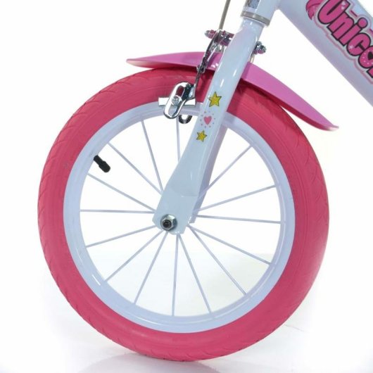 Bicicletta per bambina DINO BIKES 144R-UN 14" acciaio rosa bianco ruote supporto