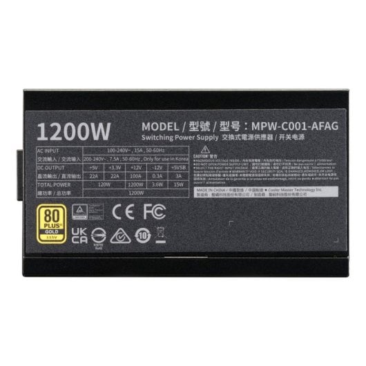 Fuente de Alimentación Cooler Master Elite Gold 1200W 80 PLUS Gold modular