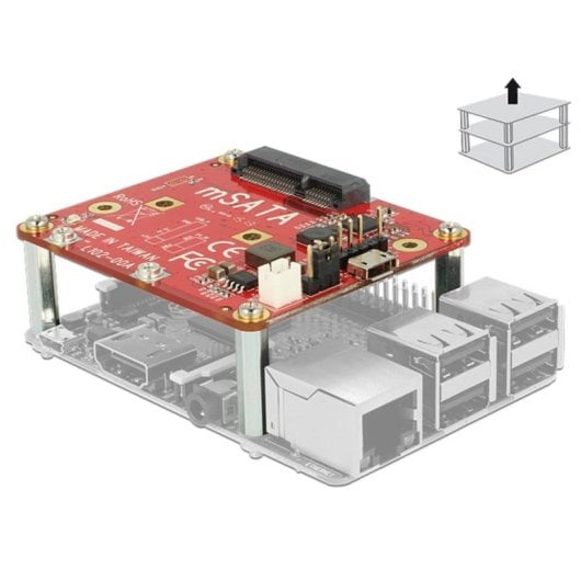 Adapter DeLock 62648 MicroUSB mSATA 6 Gbit/s für Raspberry Pi Schwarz Rot