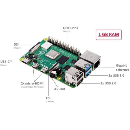 Motherboard Raspberry Pi 4 Modelo B ARM Cortex-A72 DDR2 micro SD WiFi Bluetooth