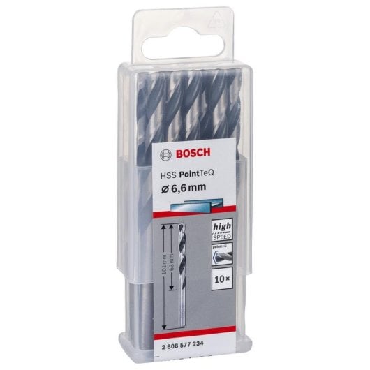 Broca Bosch 2 608 577 234 HSS PointTeQ 6,6 mm para metal y acero, 10 unidades