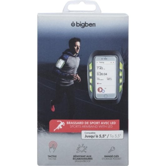 Brazalete deportivo Bigben BRASSARDL neopreno negro LED ajustable para smartphones 5,5"