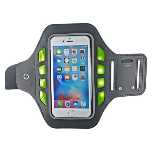 Brazalete deportivo Bigben BRASSARDL neopreno negro LED ajustable para smartphones 5,5"