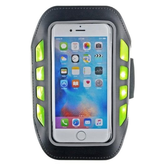 Brazalete deportivo Bigben BRASSARDL neopreno negro LED ajustable para smartphones 5,5"
