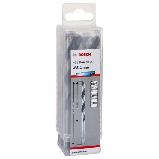 Broca Bosch 2608577249 HSS PointTeQ 8,1 mm x10 pour acier et fonte