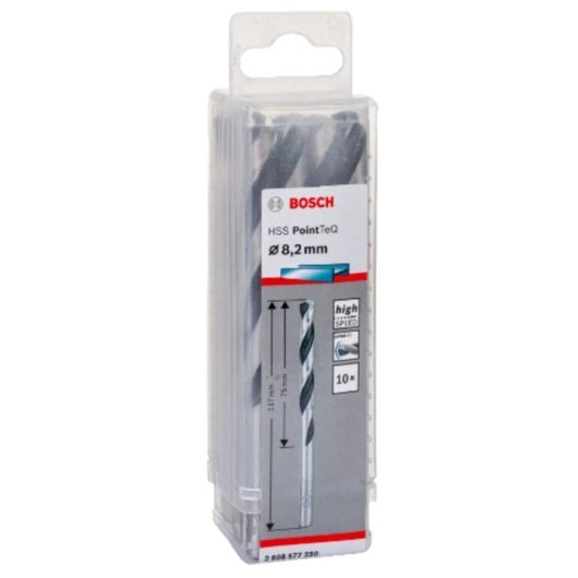 Broca Bosch 2 608 577 250 HSS PointTeQ 8,2 mm Acier Rapide x10 pièces