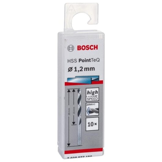 Broca Bosch 2 608 577 180 HSS PointTeQ 1,2 mm pour métal, set de 10 pièces