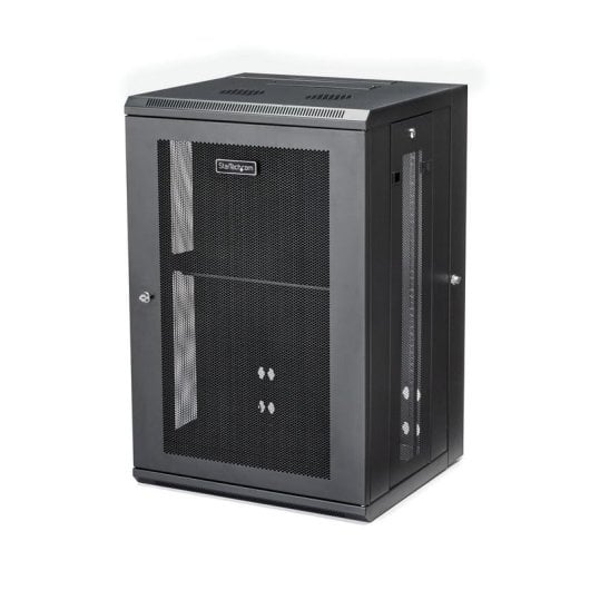 Rackschrank StarTech.com RK1820WALHM 18U Wandmontage 4-Säulen abschließbar 90 kg Schwarz