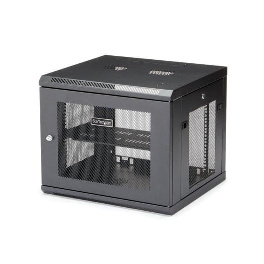 Armário Rack Startech RK920WALM 9U de Parede 4 Postes Porta Ventilada Preto