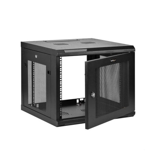 Armário Rack Startech RK920WALM 9U de Parede 4 Postes Porta Ventilada Preto