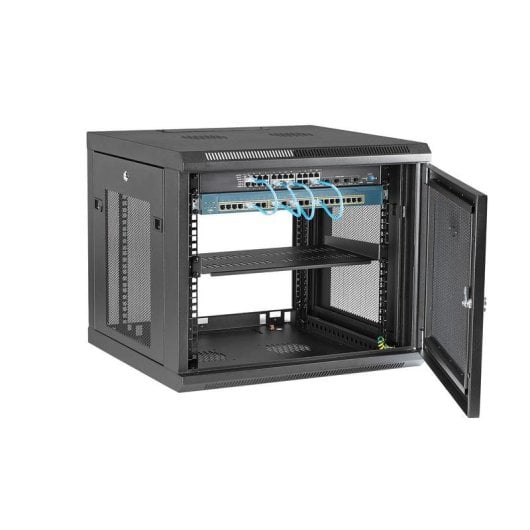 Armário Rack Startech RK920WALM 9U de Parede 4 Postes Porta Ventilada Preto