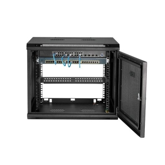 Armário Rack Startech RK920WALM 9U de Parede 4 Postes Porta Ventilada Preto