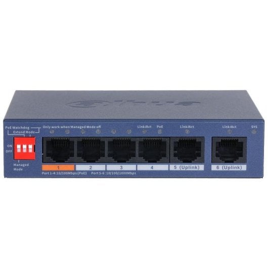 Conmutador Dahua CS4006-4ET2GT-60 4 Puertos PoE 2 Gigabit Gestión Nube