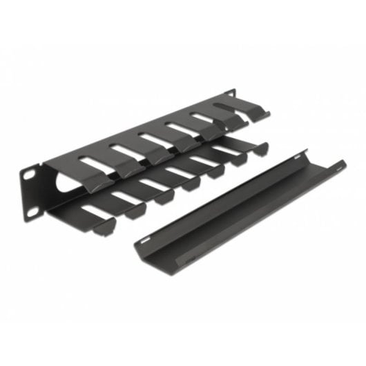 Pannello gestione cavi DeLock 66843 10" 1U Metallo Nero frontalino rimovibile
