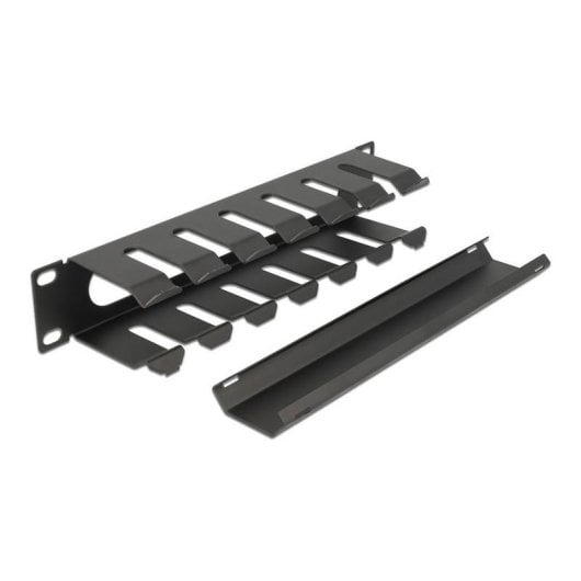 Pannello gestione cavi DeLock 66843 10" 1U Metallo Nero frontalino rimovibile