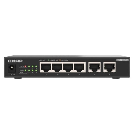 Switch réseau QNAP QSW-2104-2T-R2 6 ports 2,5G/10G sans gestion, silencieux