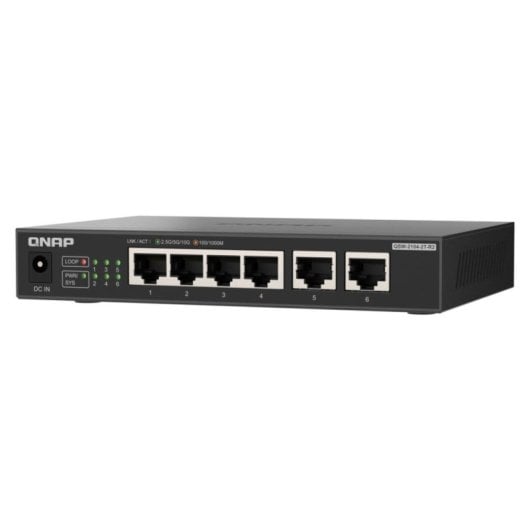 Switch réseau QNAP QSW-2104-2T-R2 6 ports 2,5G/10G sans gestion, silencieux