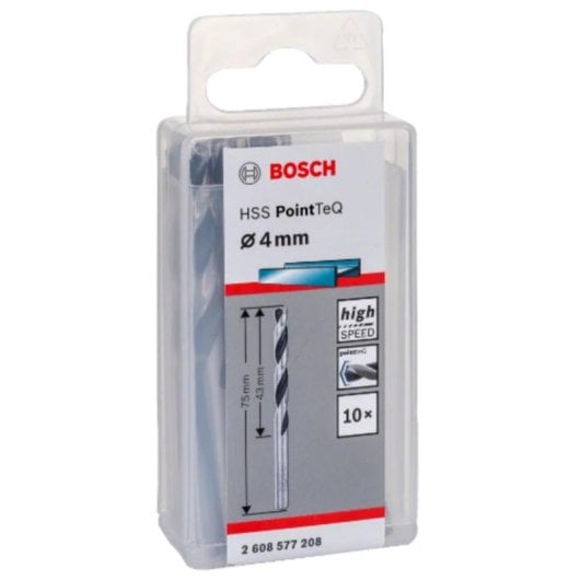 Broca BOSCH 2 608 577 208 HSS PointTeQ 4 mm aço conjunto 10 peças
