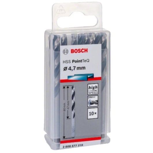 Broca Bosch 2608577215 HSS PointTeQ 4,7 mm fer acier set 10 pièces