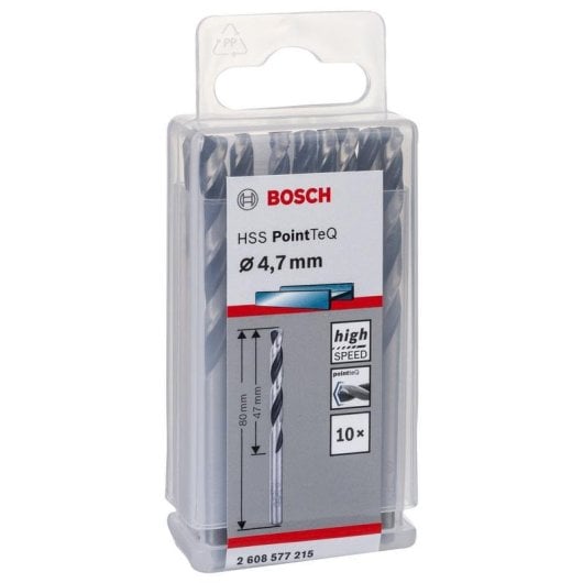 Broca Bosch 2608577215 HSS PointTeQ 4,7 mm fer acier set 10 pièces