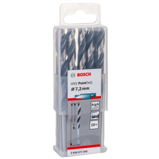 Bohrer BOSCH 2 608 577 240 HSS PointTeQ 7,2 mm 10er Box Stahl Silber