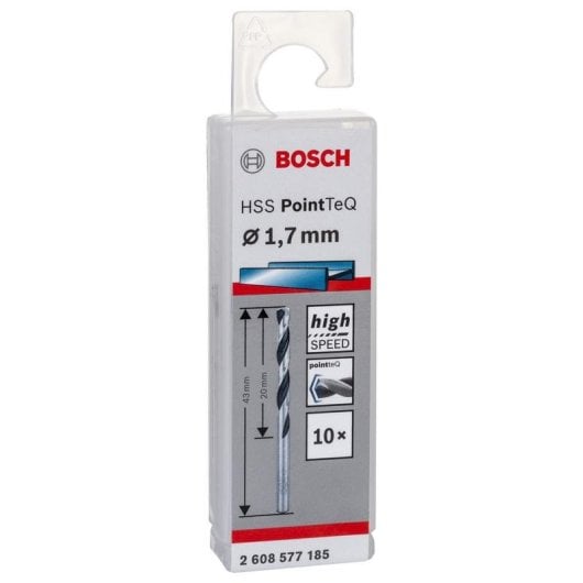 Bohrer BOSCH 2 608 577 185 HSS PointTeQ 1,7 mm 43 mm 10 Stück Silber