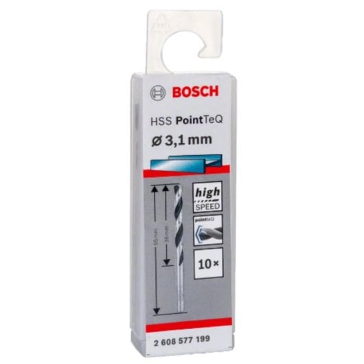 Broca BOSCH 2 608 577 199 HSS PointTeQ 3,1 mm para Aço e Ferro Fundido 10 peças