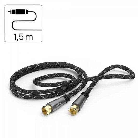 Câble coaxial Hama 00205077 1,5 m F mâle droit or noir gris