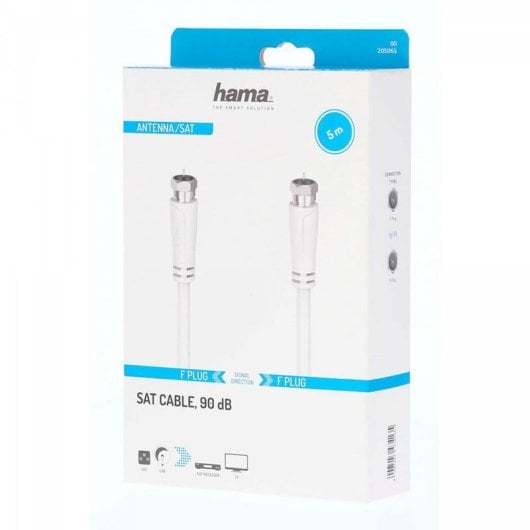 Câble coaxial HAMA 00205065 5 m F/F Double blindage Blanc