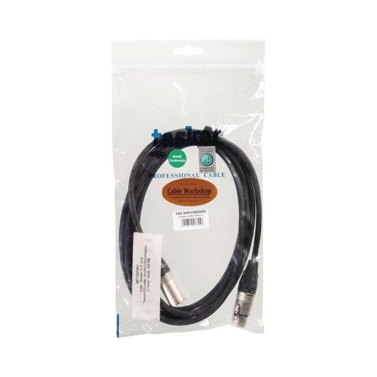 Cable audio TASKER 300786 XLR 3m polímero negro blindaje OFC