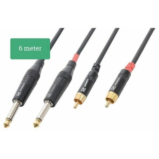 Cabo de áudio Power Dynamics CX74-6 2x Jack 6,35mm para 2x RCA 6 m Preto
