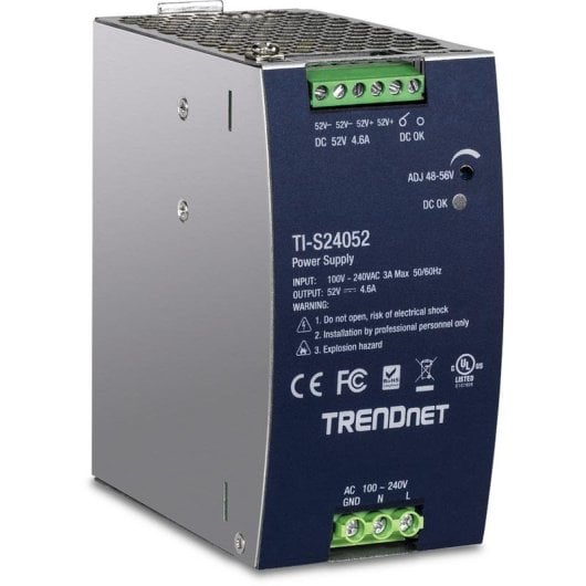 Fonte di Alimentazione TRENDnet TI-S24052 240W 94 Percento Efficacia DIN Rail protezioni avanzate