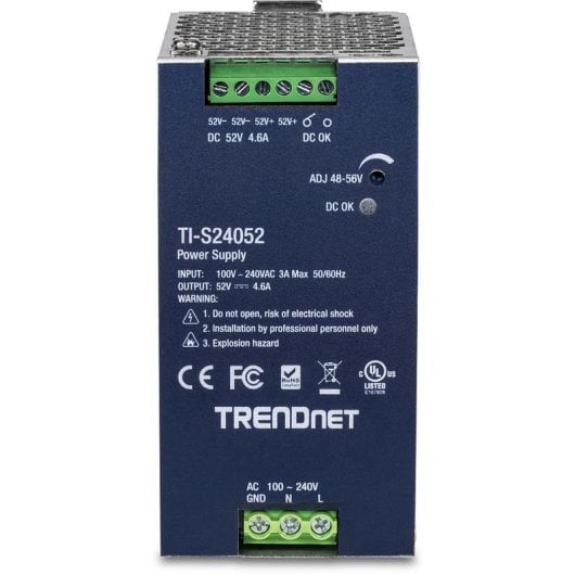 Fonte di Alimentazione TRENDnet TI-S24052 240W 94 Percento Efficacia DIN Rail protezioni avanzate