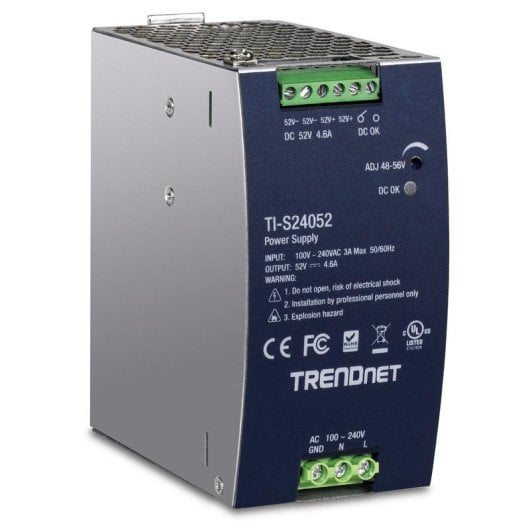 Fonte di Alimentazione TRENDnet TI-S24052 240W 94 Percento Efficacia DIN Rail protezioni avanzate