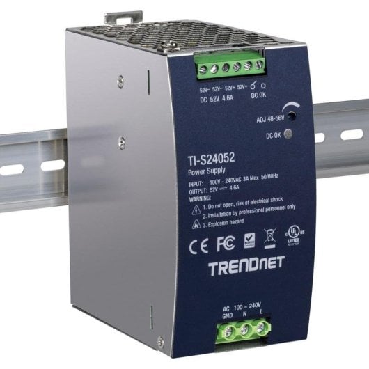 Fonte di Alimentazione TRENDnet TI-S24052 240W 94 Percento Efficacia DIN Rail protezioni avanzate
