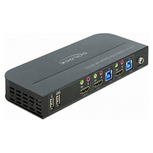 Conmutador KVM DeLock 11481 HDMI 2 Puertos 4K 60 Hz USB 3.0 Audio