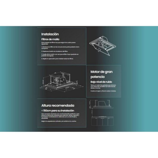 Campana extractora Infiniton CMPY-CL9XA85 Conducción/Recirculación 90cm con control táctil y LED